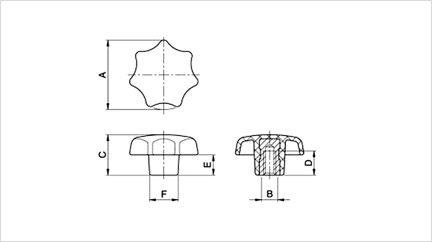 セブンノブ（めねじタイプ）寸法図