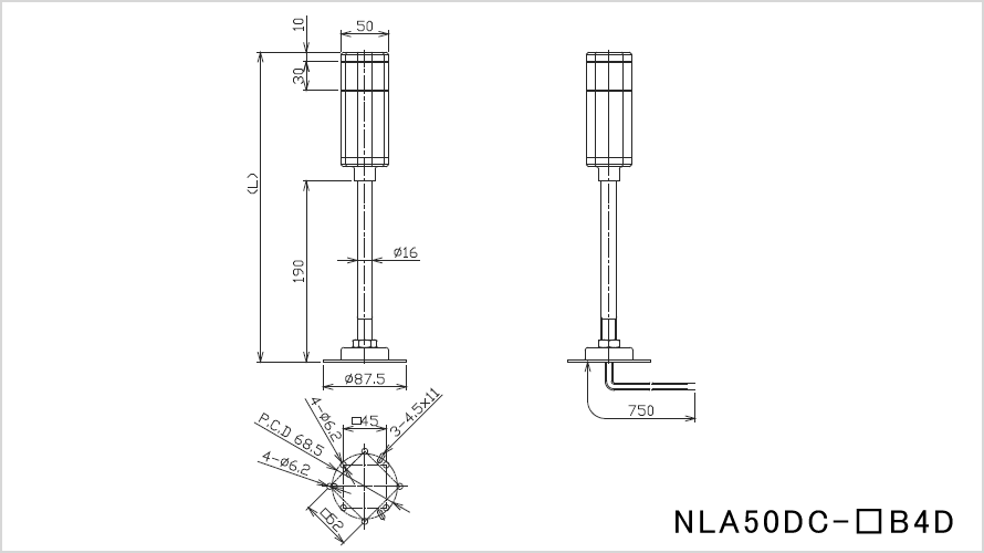 積層式LEDアラームライト NLA50シリーズ | 積層信号灯 | 日機株式会社