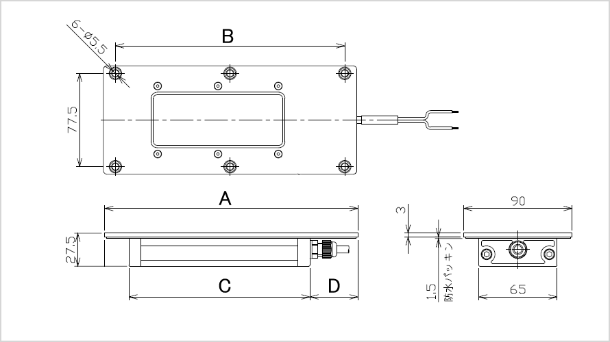 NLEフランジ式の寸法図
