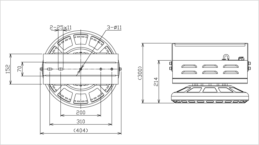 NLH200U-HL2の寸法図