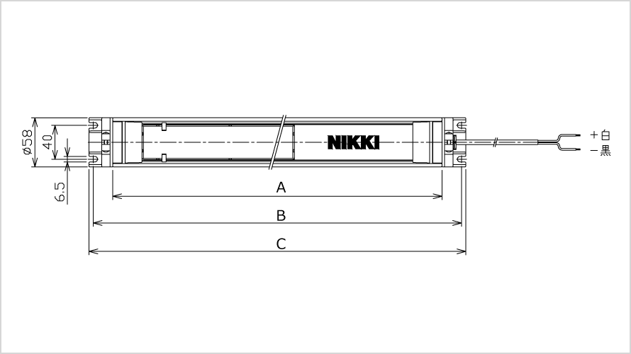 NLL3-SN2ブラケット付きの寸法図