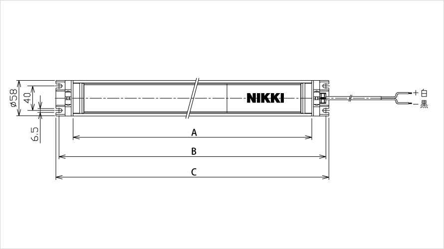 NLL3ブラケット付きの寸法図