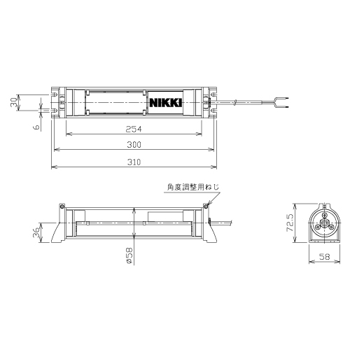 筒型防水LEDライト NLM10SG-DC-SN2 3mケーブル付